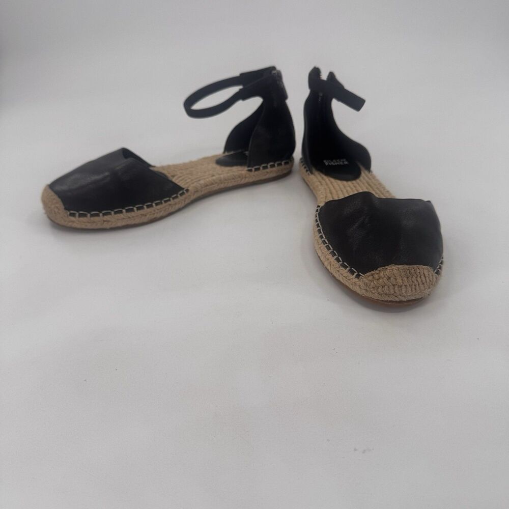 Eileen Fisher Espadrille Flats Women’s Size 8.5 Black Leather Lala Ankle Strap